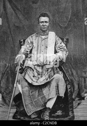 Behanzin, Roi du royaume du Dahomey, l'Afrique, l'illustration historique vers 1893 Banque D'Images