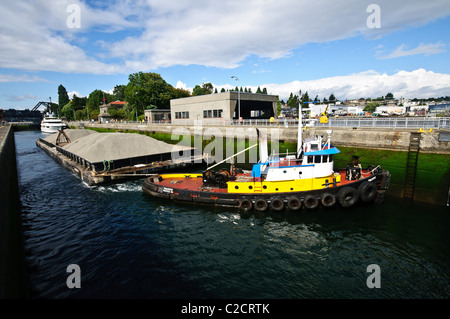 Hiram M Chittenden Locks, le lac Washington Ship Canal, Ballard, Seattle, Washington Banque D'Images