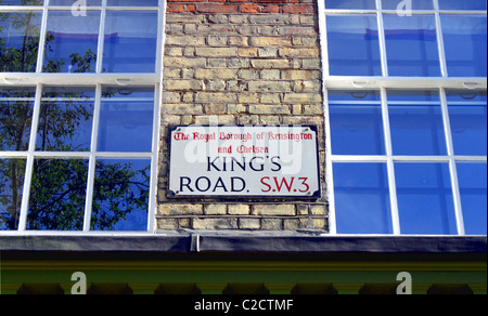 Plaque de rue de King's Road, SW3, Chelsea, London, UK Banque D'Images