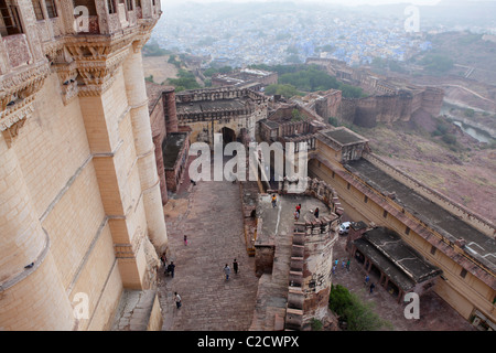 Jodhpur, également connu sous le nom de la ville bleue, vu de Fort Mehrangarh, Rajasthan, Inde Banque D'Images