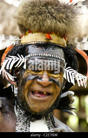 Chef de la tribu Yali, Dani Baliem Valley, Papouasie, Indonésie Banque D'Images