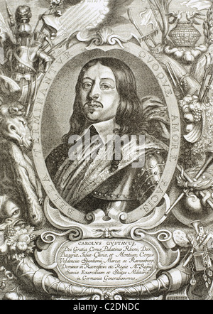 Charles X Gustave (1622 -1660). Roi de Suède à partir de 1654 jusqu'à sa mort. La gravure. Banque D'Images