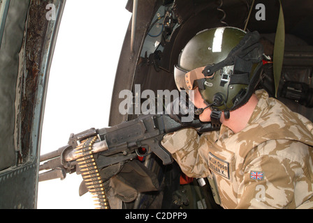 La Marine royale porte hélicoptère gunner en Iraq. Banque D'Images