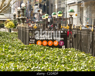 La station de métro, Bryant Park et de la Cinquième Avenue, NYC Banque D'Images