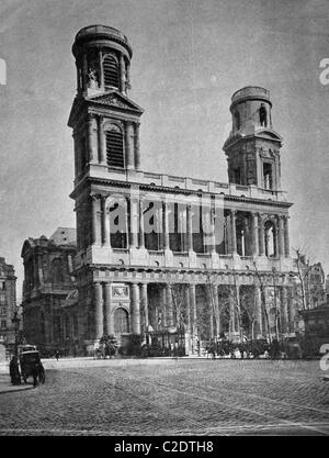 L'un des premiers tirages d'Autotype, Eglise Saint-Sulpice Eglise, photographie historique, 1884, Paris, France, Europe Banque D'Images