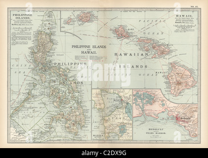 Carte des îles philippines avec Hawaii Banque D'Images