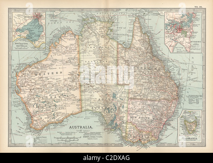 Carte de l'Australie et de Tasmanie Banque D'Images