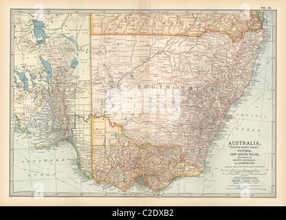 Carte de l'Australie du sud-est Banque D'Images