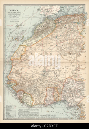 La carte du nord-ouest de l'Afrique Banque D'Images