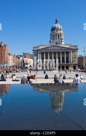 Le conseil house et Old Market Square fountain Nottingham Nottinghamshire England GB UK EU Europe Banque D'Images