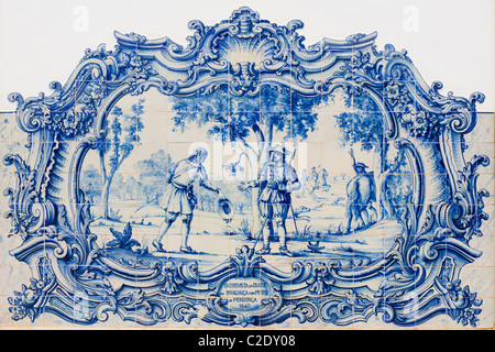 Duc de Bragança histoire illustrée à tuiles (azulejos) au musée de marbre, Vila Viçosa, Portugal Banque D'Images