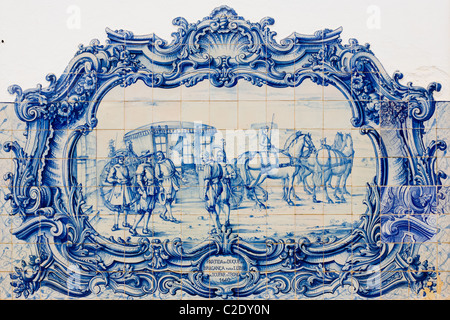 Duc de Bragança histoire illustrée à tuiles (azulejos) au musée de marbre, Vila Viçosa, Portugal Banque D'Images