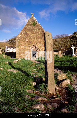 Abbayes, ancienne porte Romaneque et Sundial, Kilmalkedar Co Kerry, Dingle Banque D'Images