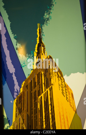 Empire State Building hall intérieur peinture murale, Manhattan, New York City, USA Banque D'Images