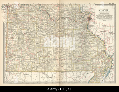 Carte de la partie sud du Missouri Banque D'Images