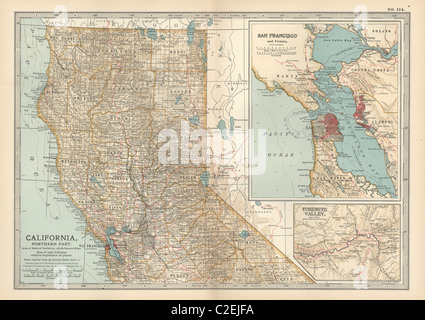 Carte de la partie nord de la Californie Banque D'Images