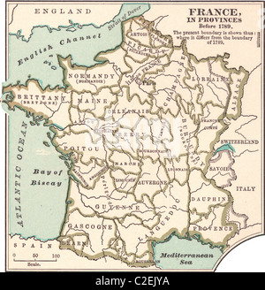 Carte de France dans les provinces Banque D'Images