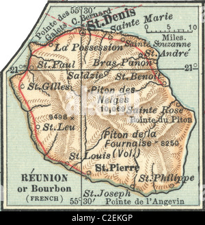 Carte de la Reunion Banque D'Images