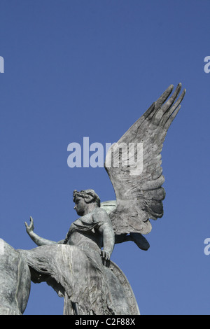 Détail de la Quadriga dell'Unità chevaux char sur le dessus de la monument Vittoriano Rome Banque D'Images