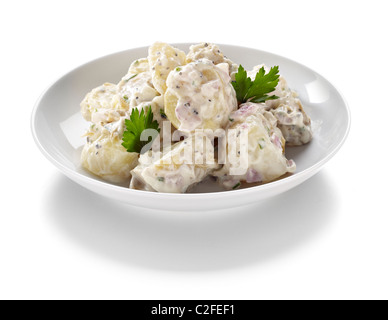 Bol blanc salade de pommes de terre Banque D'Images
