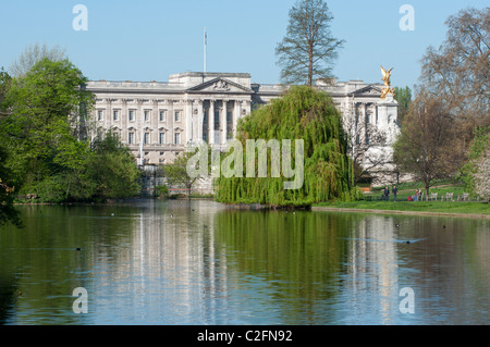 Le palais de Buckingham de St James Park Lake. Londres. L'Angleterre. Banque D'Images