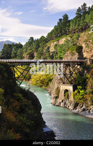 Waiau Ferry Bridge over Waiau River, près de Canterbury, Hanmer Springs, North Island, New Zealand Banque D'Images