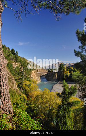 Waiau Ferry Bridge over Waiau River, près de Canterbury, Hanmer Springs, North Island, New Zealand Banque D'Images