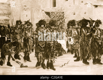 Moqui (Hopi) danse du serpent, Walpi, Arizona) Banque D'Images