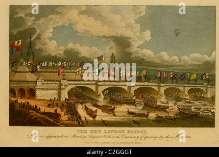 Le nouveau pont de Londres, tel qu'il apparaissait sur Lundi, août 1st, 1831, à la cérémonie d'ouverture de leurs Majestés Banque D'Images