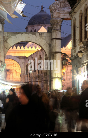 Souk Al Hamidiyeh et la mosquée des Omeyyades, Damas, Syrie Banque D'Images