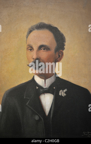 La Havane. Cuba. Portrait de José Marti, Maison natale de José Marti / naissance de José Marti, par Miguel Díaz Salinero. Habana Vieja / La Vieille Havane. Banque D'Images