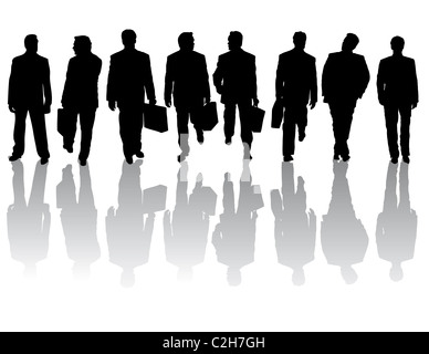 Collection de silhouettes de gens d'affaires avec les ombres Banque D'Images
