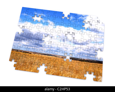 Pièce de puzzle de paysage. 3d Banque D'Images