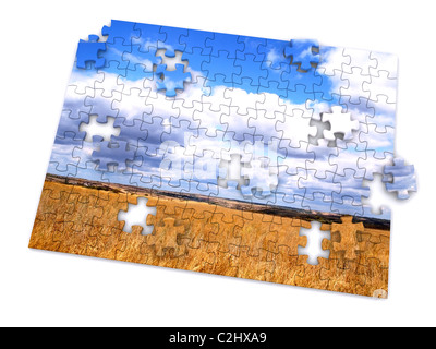 Pièce du puzzle de paysage. 3d Banque D'Images