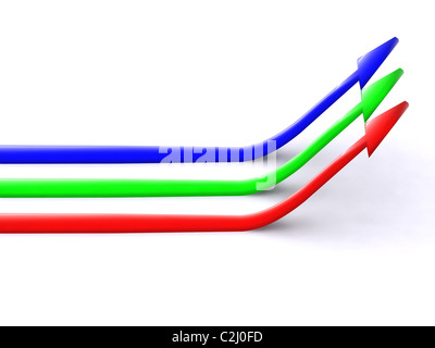 Trois pointeurs RVB. Flèche 3d Banque D'Images