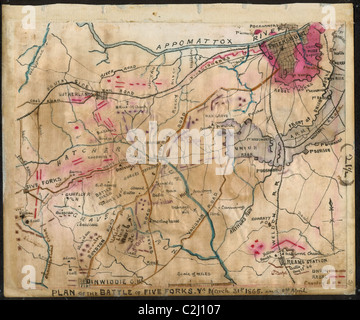 Bataille de Five Forks, en Virginie, le 31 mars 1865 et le 1er avril. Banque D'Images