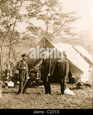 Antietam, Maryland Allan Pinkerton, le président Lincoln, et le Maj Gen John A. McClernand Banque D'Images