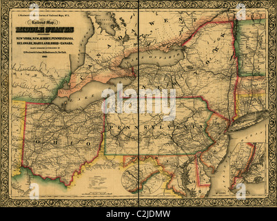 Middle States y compris New York, New Jersey, Pennsylvanie, Delaware, Maryland, l'Ohio et le Canada ; 1862 Banque D'Images