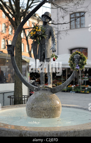 Karl Valentin fontaine à Viktualienmarkt, Munich, Allemagne Banque D'Images