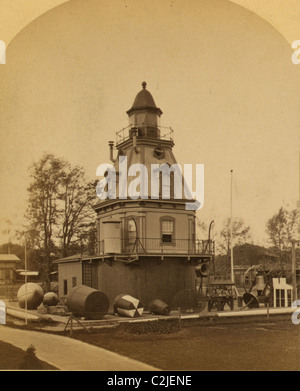 Phare et bouées à l'Exposition internationale 1876, Philadelphie Banque D'Images