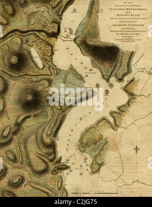 Plan de l'attaque des forts Clinton & Montgomery - 1777 Banque D'Images