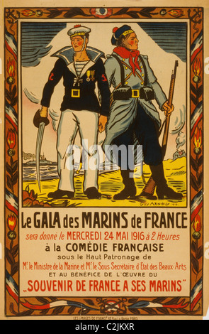 Le gala des marins de France . . . Menu à la Comédie Française ; Gala pour les marins français . . . À la Comédie Française. Banque D'Images