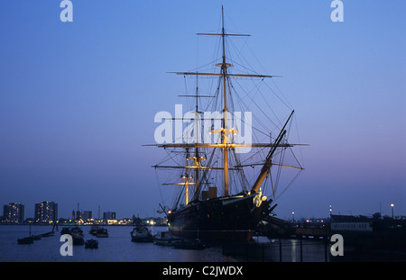 Le HMS Warrior dans le port de Portsmouth Banque D'Images