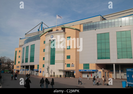 Le stand de l'Ouest, stade de Stamford Bridge, le stade du Chelsea Football Club, à l'ouest de Londres, en Angleterre. Banque D'Images