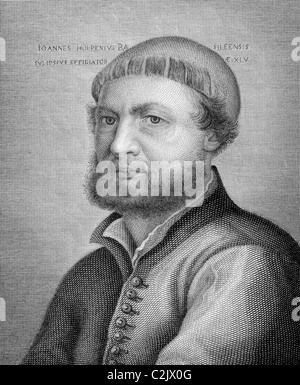 Hans Holbein le Jeune (1497-1543) sur gravure sur cuivre de 1841. Artiste et graveur allemand. Banque D'Images