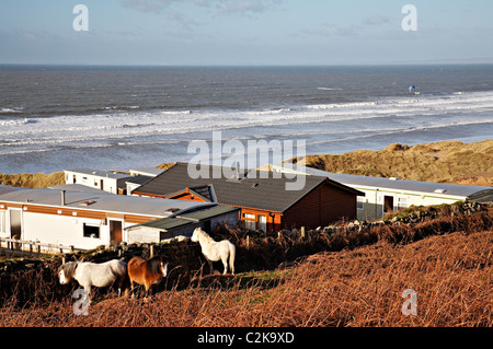 Hillend caravane et camping, Llangennith, Gower, au Pays de Galles Banque D'Images