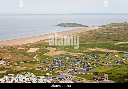 Camping Hillend, Llangennith, Gower, au Pays de Galles Banque D'Images