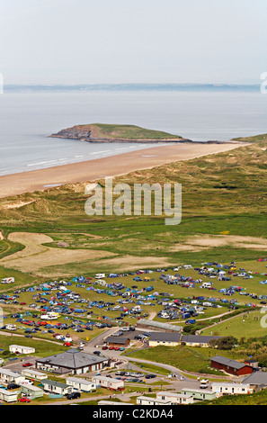 Camping Hillend, Llangennith, Gower, au Pays de Galles Banque D'Images