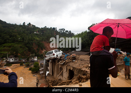 Janvier 2011 Nova Friburgo inondations, l'État de Rio de Janeiro, Brésil Banque D'Images