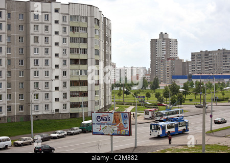 Pâtés de maisons dans un quartier résidentiel, Minsk, Bélarus Banque D'Images